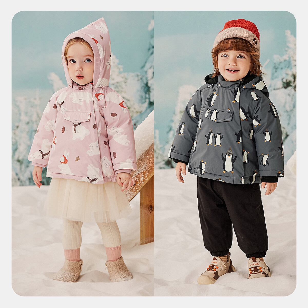 Minibala Kids Unisex Three-Proof Down Jacket Baby Goose Down Windproof Coat 2025 Winter