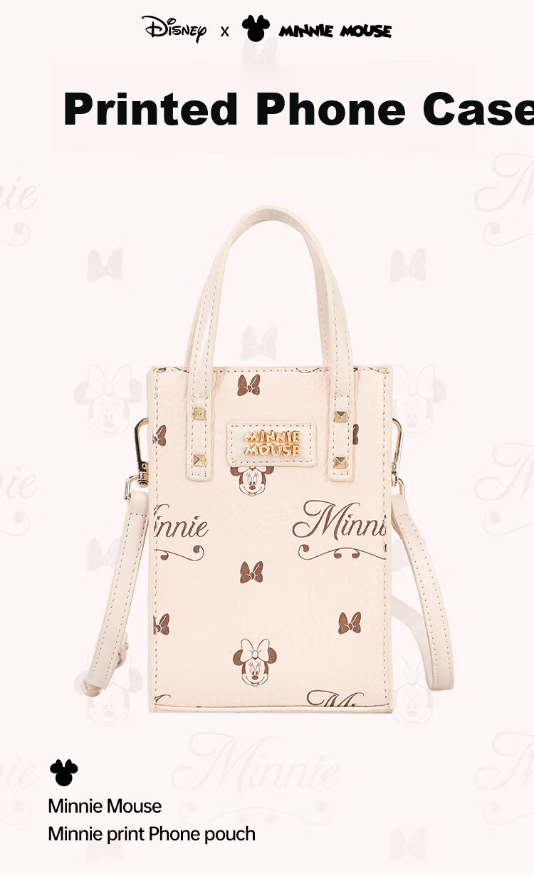 Disney Handbag, Women's Bag, Minnie Shoulder Crossbody Bag, Basket-Shaped Small Purse, Gift Box Packaging, Birthday Present for Girls 15