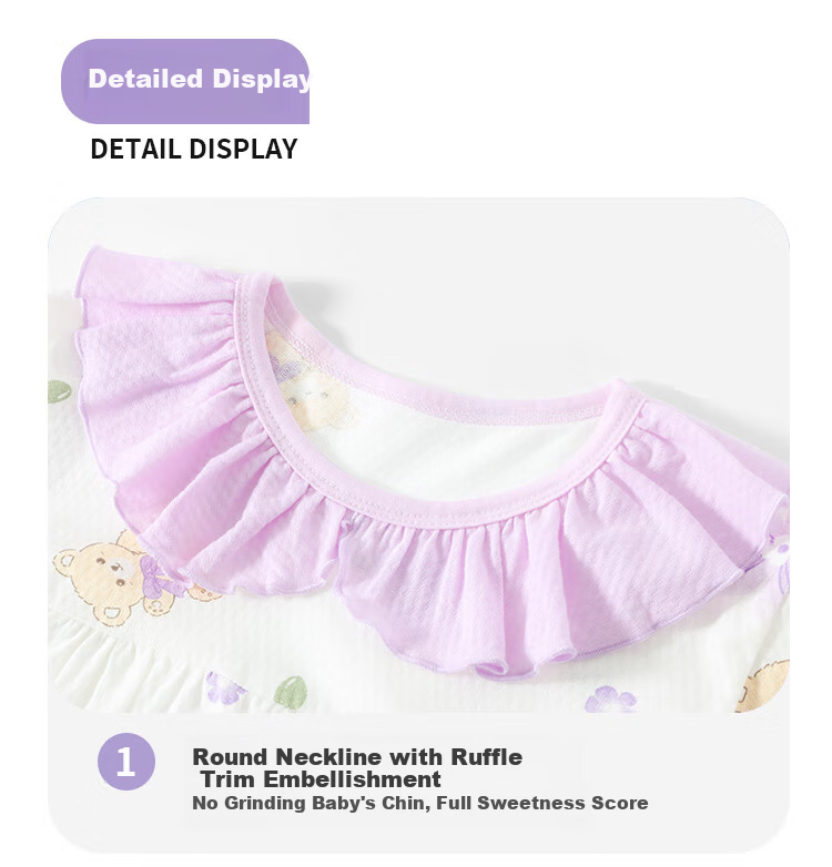 DEESHA [100% Pure Cotton Class A] Children's Pajamas Spring And Summer Lightweight Girls' Loungewear Baby Air Conditioning Suit Set 6