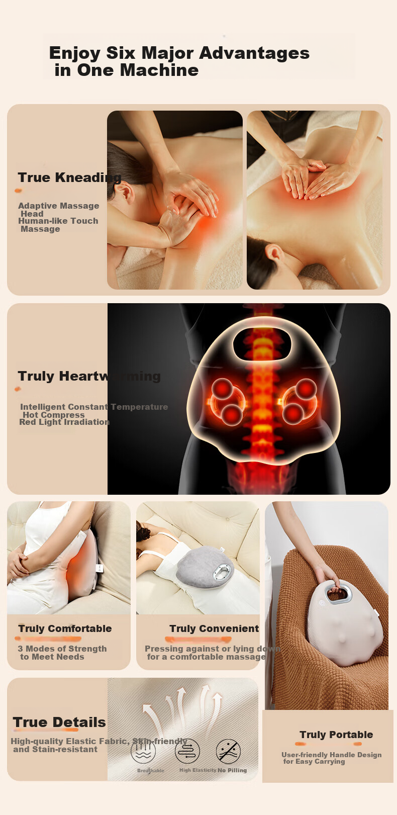 Yolanda Back Massager Fascia Gun Shoulder Neck Spine Back Hot Compress Waist Protector Full Body Massage Cushion Gift for Elders, Holidays, Birthdays, Boyfriend Girlfriend 6