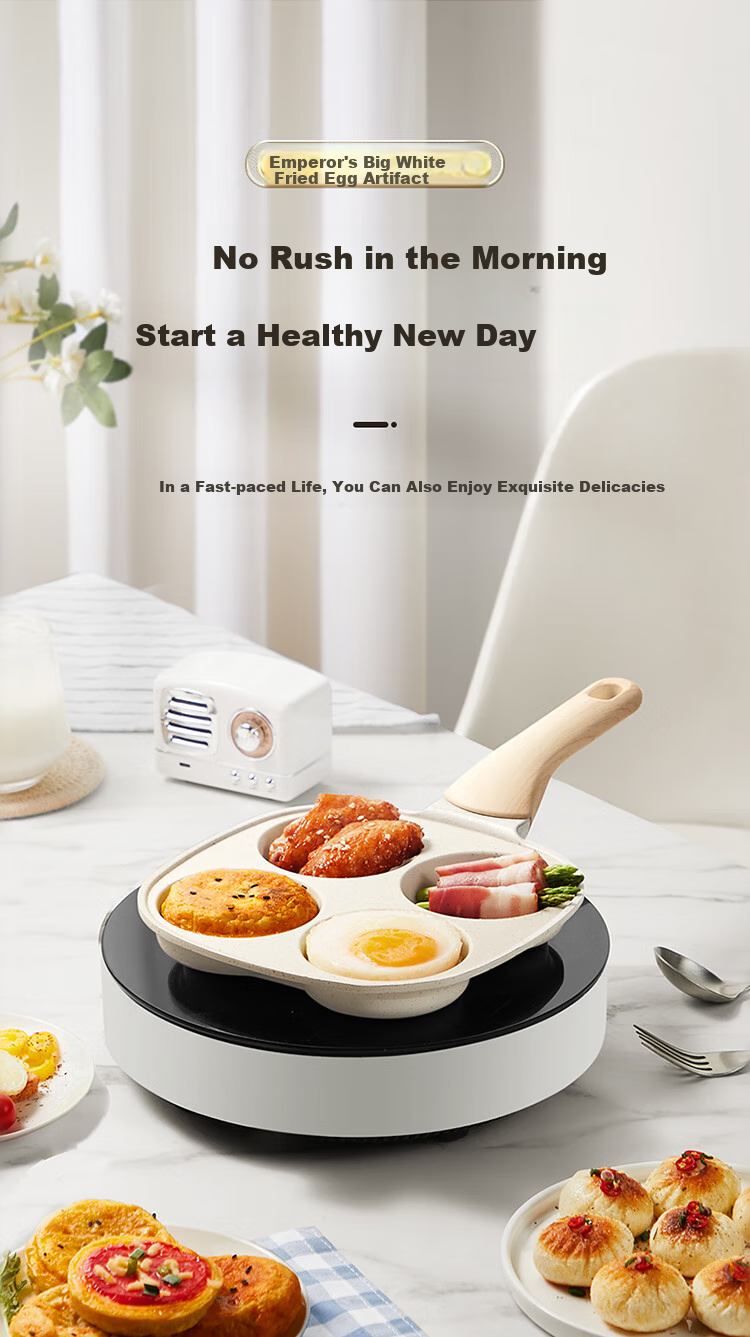 COOKER KING Breakfast Essential: Pancake Maker, Egg Frying Pan, Burger Pan, Four-Hole Breakfast Griddle, 18cm 1