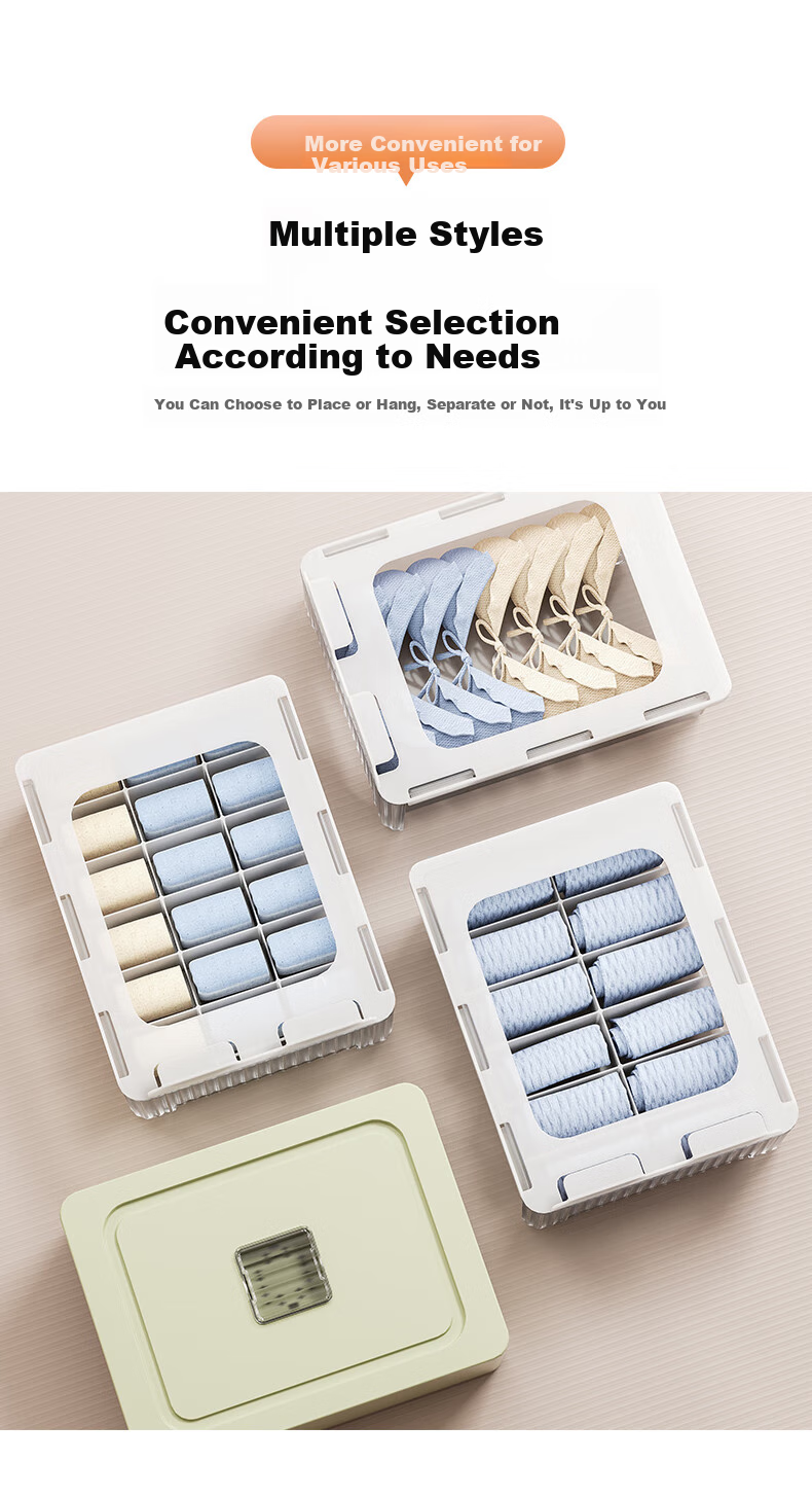 JEKO&JEKO Underwear Storage Box, Drawer-Style Compartment Organizer for Underwear And Socks, Clothes Sorting Box with 12 Slots, White 4