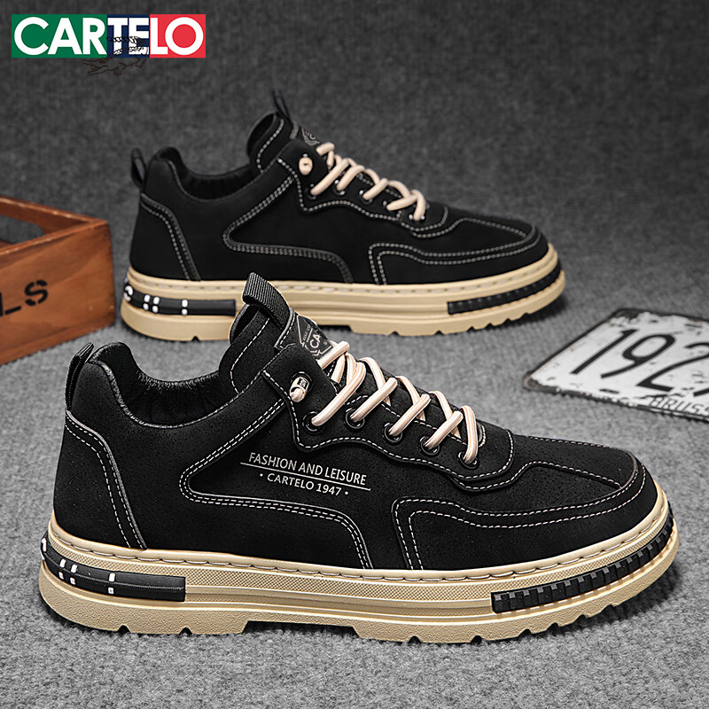 CARTELO Men's Summer Trendy 2026 Fashion Casual Slip-On Martin Sneakers Boots Black Size 42