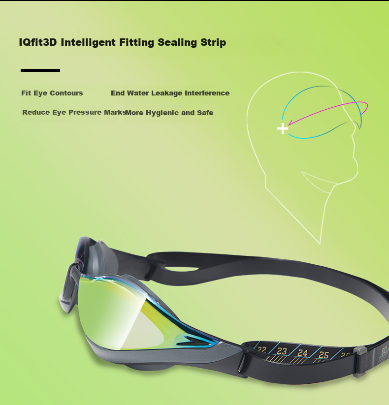 Speedo Shark Skin Series Pure Vision Japanese Imported Racing Training Anti-Fog Coated Swimming Goggles, Electric Yellow 5