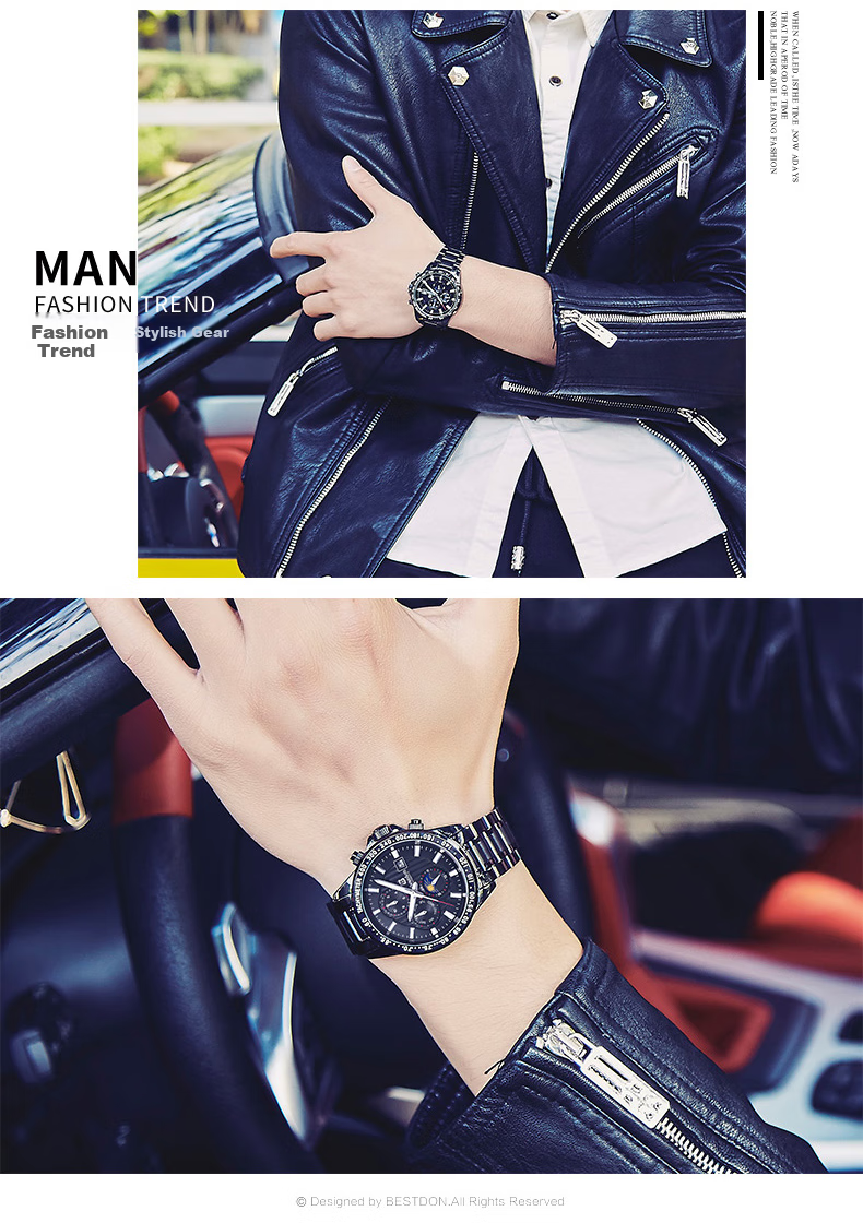 Bestdon Men's Mechanical Watch, Fashionable Trendy Wristwatch Gift Box for Me 11