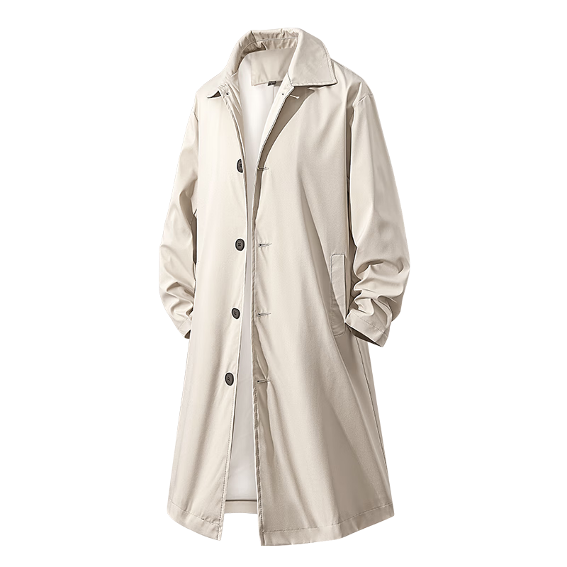NASA GOOD Mid-Length Jacket for Men, Autumn Korean Style Fashion Solid Color Loose Casual Couple Clothes Coat, Khaki, 2XL