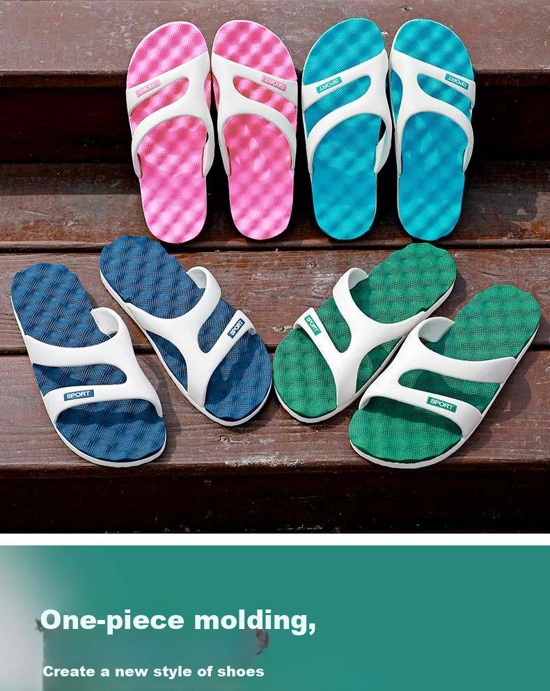 Huameijianbu Flip-Flops for Couples, Indoor And Outdoor Simple Lightweight Soft Elastic Beach Sandals, HM219 Light Blue Size 35-36 3