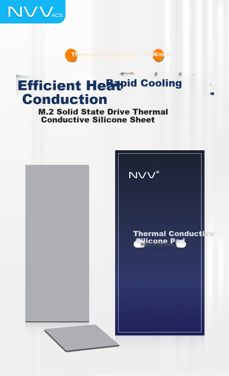 NVV M.2 SSD Thermal Paste Pad, Cooling Silicone Pad, Heat Conductive Silicone Gasket for SSD North Bridge, TC-131X with Thermal Conductivity of 12.8W 1