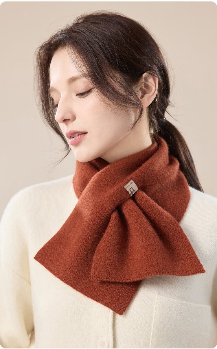 JIUMU 100% Cashmere Small Scarf for Women Autumn Winter Warm Neck Warmer Gift Box for Girls and Moms Birthday Present 25