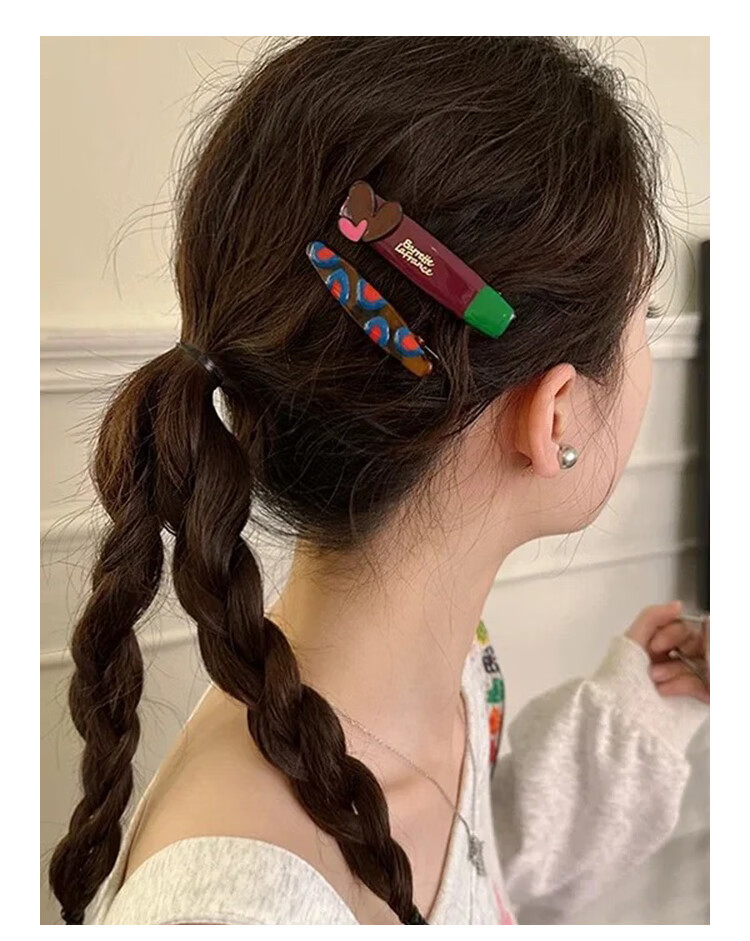 CHIMERA Colorblock Dopamine 2-Piece Bang Clip and Back Hair Clip Set Hairpin Hair Clip 6.1 Children's Day Gift 4