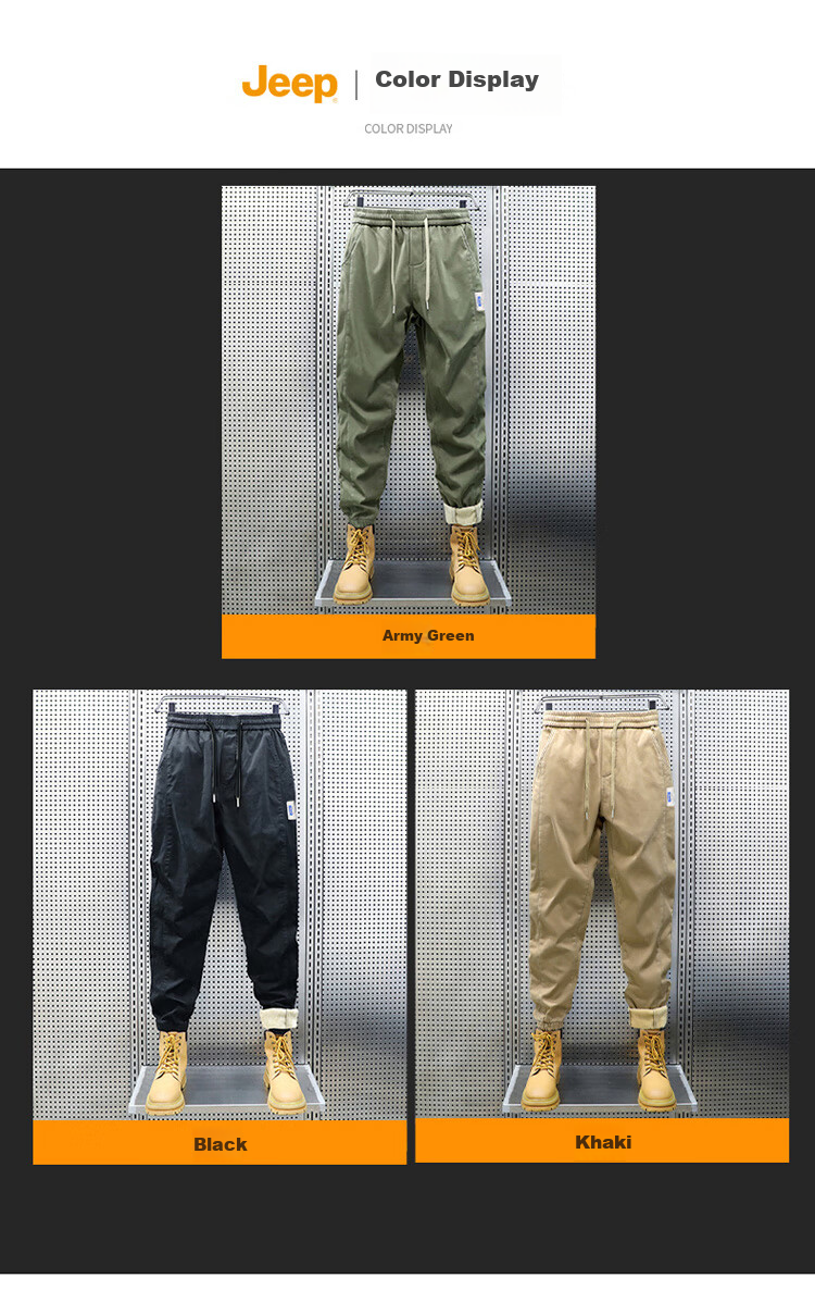 JEEP Men's Cargo Pants, Spring And Summer Casual Loose Trousers, Trendy Jogger Pants for Men, Army Green, Size M 3
