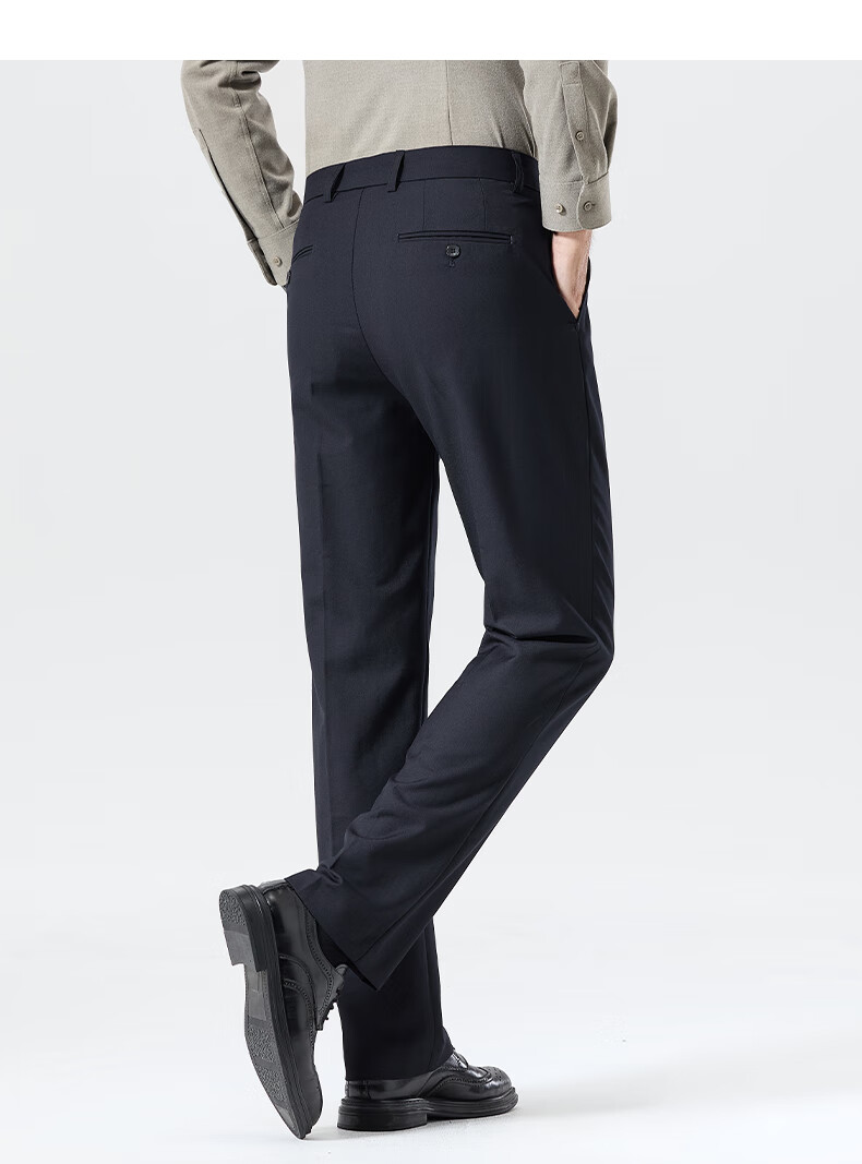 FIRS Men's Wool Blend Spring Autumn Business Loose Fit Commuter Dress Pants Straight Leg Casual Trousers 5
