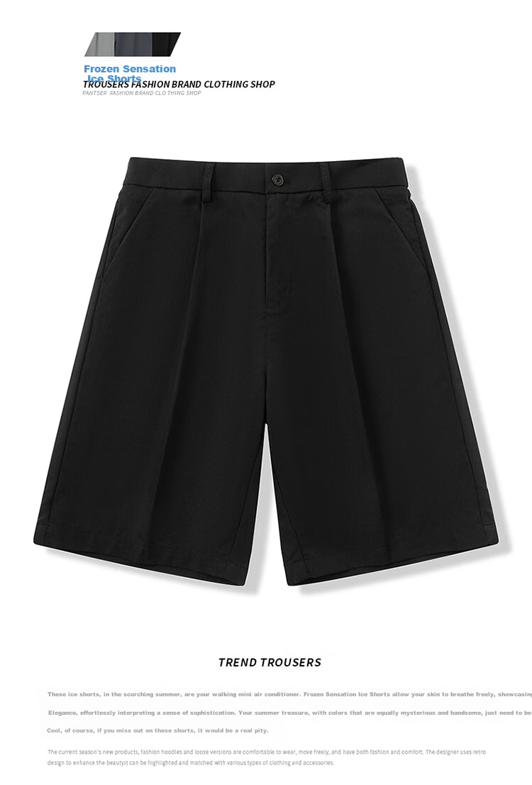 I'M DAVID Men's Suit Shorts, Straight-Leg Loose Thin Summer Pants, Casual Five-Point Shorts for Men, Dark Gray, M 1