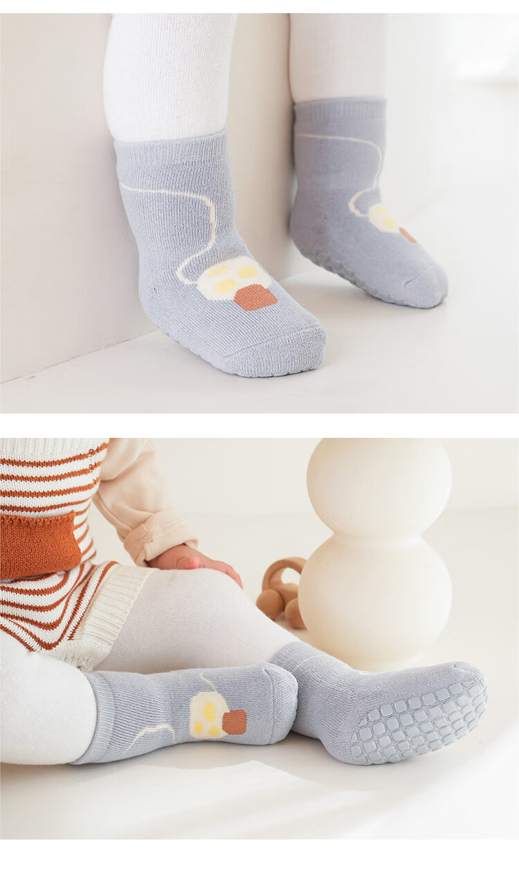9i9 Baby Socks Winter Thickened Walking Floor Socks Terry 3 Pairs Non-Slip Dot Glue Infant Toddler Socks S0-1 Year 4