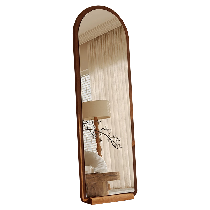 Huakai Star Full-Length Mirror Home Bedroom Dressing Mirror Dormitory Floor Mirror Wall-Mounted Mirror JY90 Wooden Base Coffee 160*50