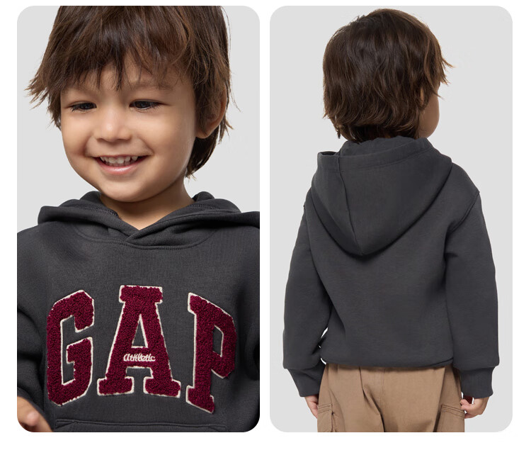 GAP [Same Style for Older And Younger Kids], Boys And Girls Autumn Logo Fleece Hoodie 804635 11
