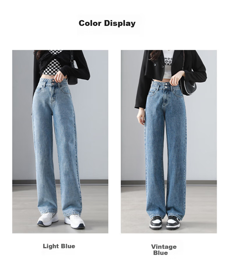 Baleno Slim Wide-Leg Jeans for Women, 2026 New Spring Casual Long Pants, High-End Petite Straight-Leg Trousers for Wome 6