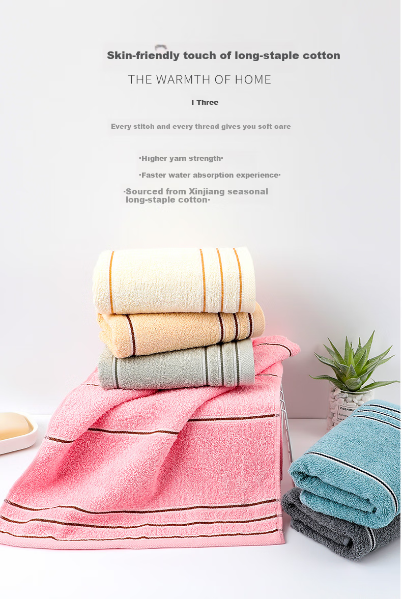 Grace Pure Cotton Men's Towels, Xinjiang Cotton, Thickened And Enlarged, Soft And Absorbent Terry Face Towels, 2-Pack, 34*74cm, Sports 6