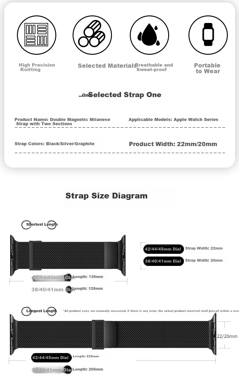 BHO [Upgraded Dual Magnetic Milanese] Apple Watch Band Compatible with Apple Watch S12, IWatch S11/S10/9/8/Ultra4/SE3 Band 2
