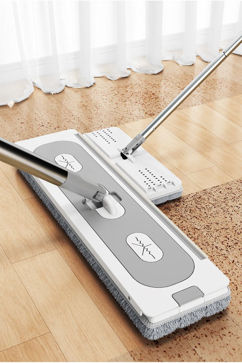 Mayflower Flat Mop 42CM with 138CM Handle, 2 Cloths, Built-in Water Scraper, Hands-Free Wash, Dual Wet and Dry Use 14