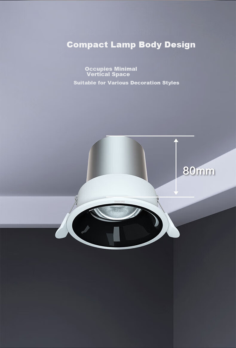 PHILIPS LED Anti-Glare Downlight Recessed Light without Main Bulb Small Hill Hole Light for Living Room Ceiling Use 4W Hole [4-Pack] 4