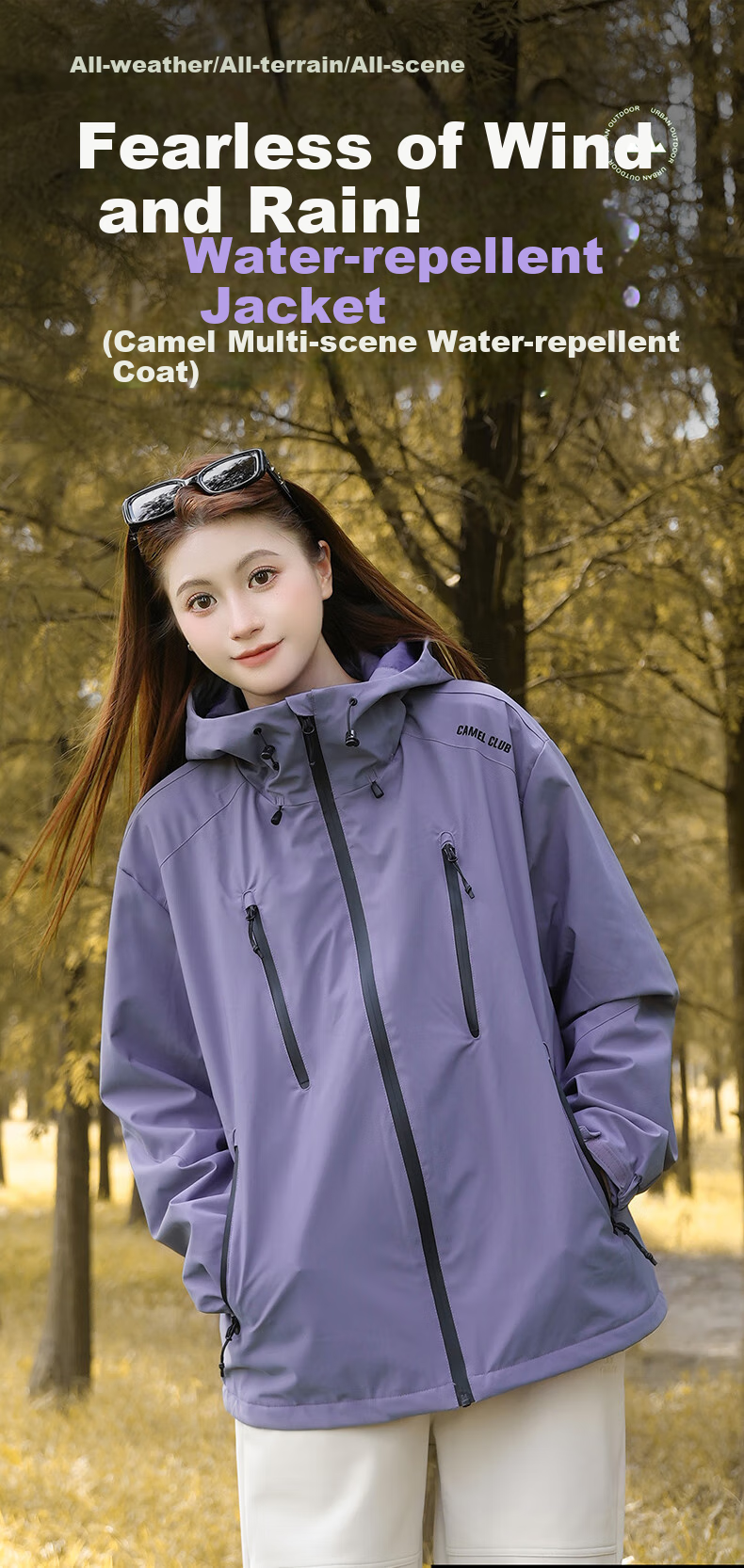 CAMEL Sports Jacket, New Style for Men And Women, Spring And Autumn Casual Fleece-Lined Jacket, Outdoor Water-Repellent Windproof Mountaineering Coat, Windbreaker 5