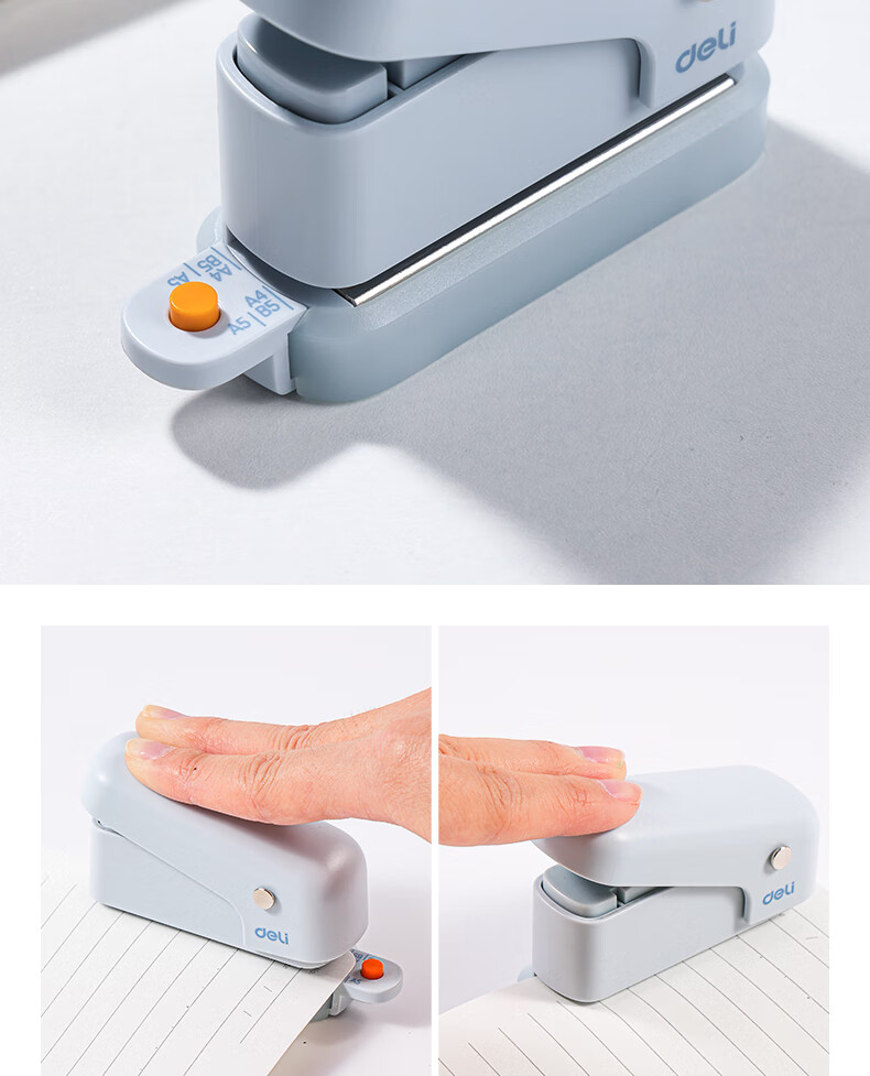 Deli Punch Binder, Two-Hole Puncher, Metal Small A4 Loose-Leaf Binder, Document Binding Machine, Binding Strip, Small Size, Random Color 6