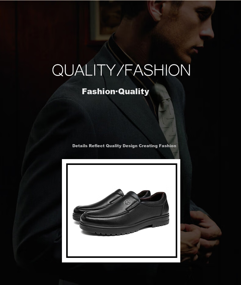 LAORENTOU Men's Leather Shoes, Business Casual Shoes, Top-Grain Cowhide Slip-Ons, Wear-Resistant Men's Shoes, Soft Upper Men's Shoes, 19009 Black, Size 41 2