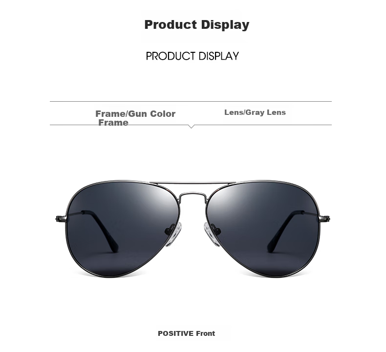 CAXMAN Sunglasses for Men And Women, Polarized Aviator Sunglasses, High Definition Driving Glasses, S1 Gun Frame with Gray Lenses 12