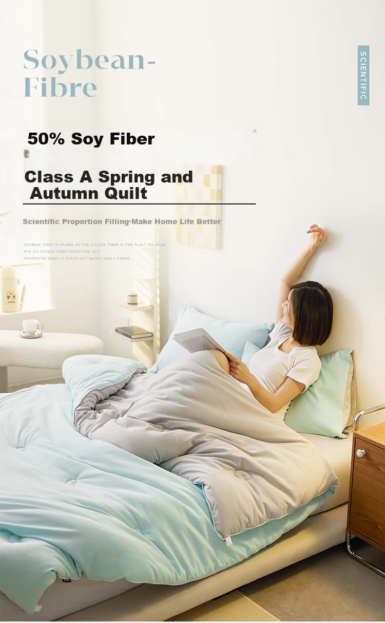 Dohia Soybean Fiber Spring And Autumn Comforter, Class A 50% Soybean Fiber Quilt, Single Bedding, Approximately 3 Jin (1.5 Kg), 152*218cm 1