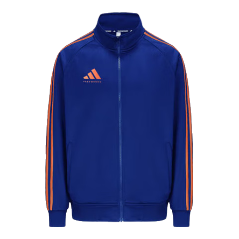 Adidas Men's Jacket, Spring And Autumn Running Sports Knit Stand-Collar Jacket, Outdoor Sportswear, Blue-Orange, 2XL