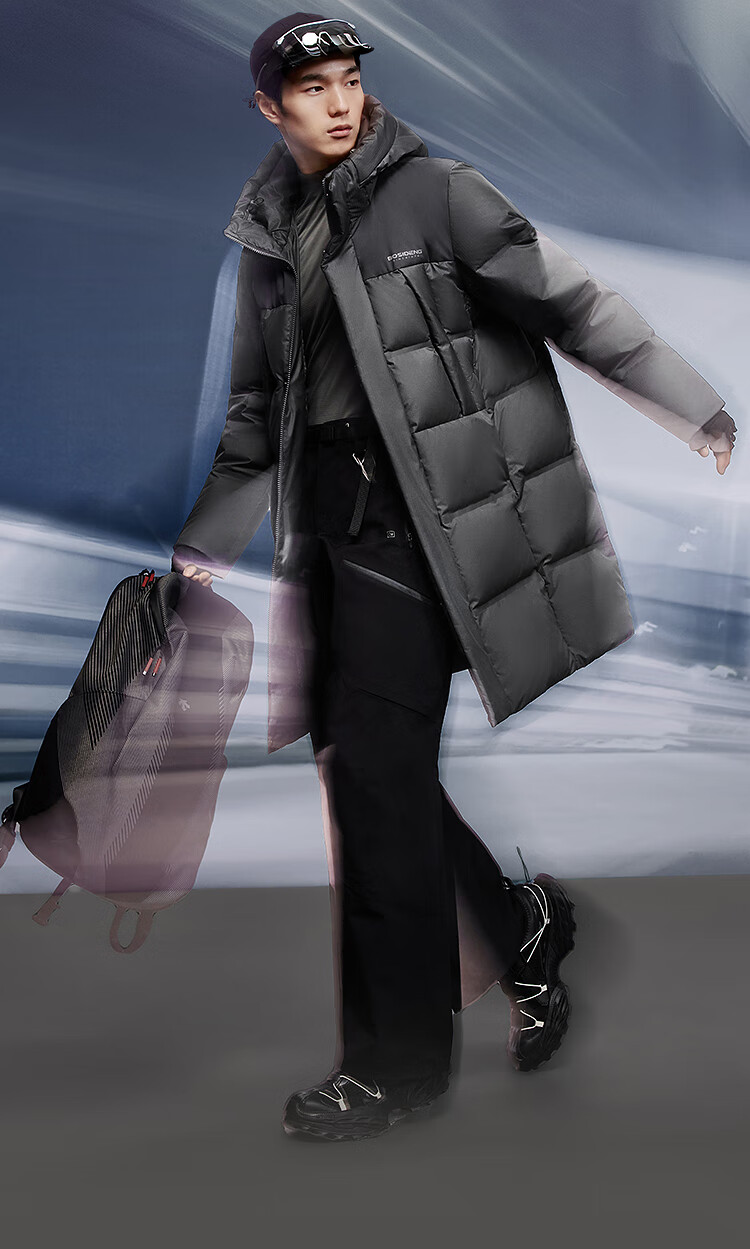 BOSIDENG 25-Year Winter Men's 90% Down Thickened Hooded Loose Mid-Length Casual Warm Jacket 1