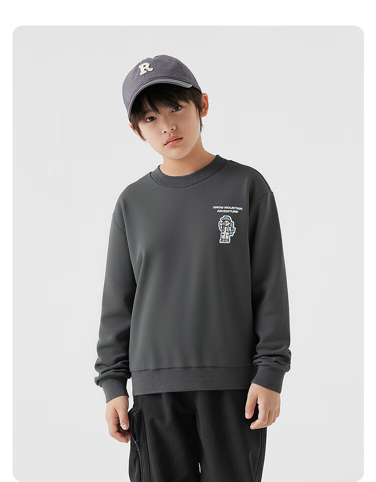 BALABALA Children's Clothing Boys' Sweatshirt Winter Wear for Older Kids Casual Mid-Length Collar Top Warm Fashionable Versatile Trendy 2