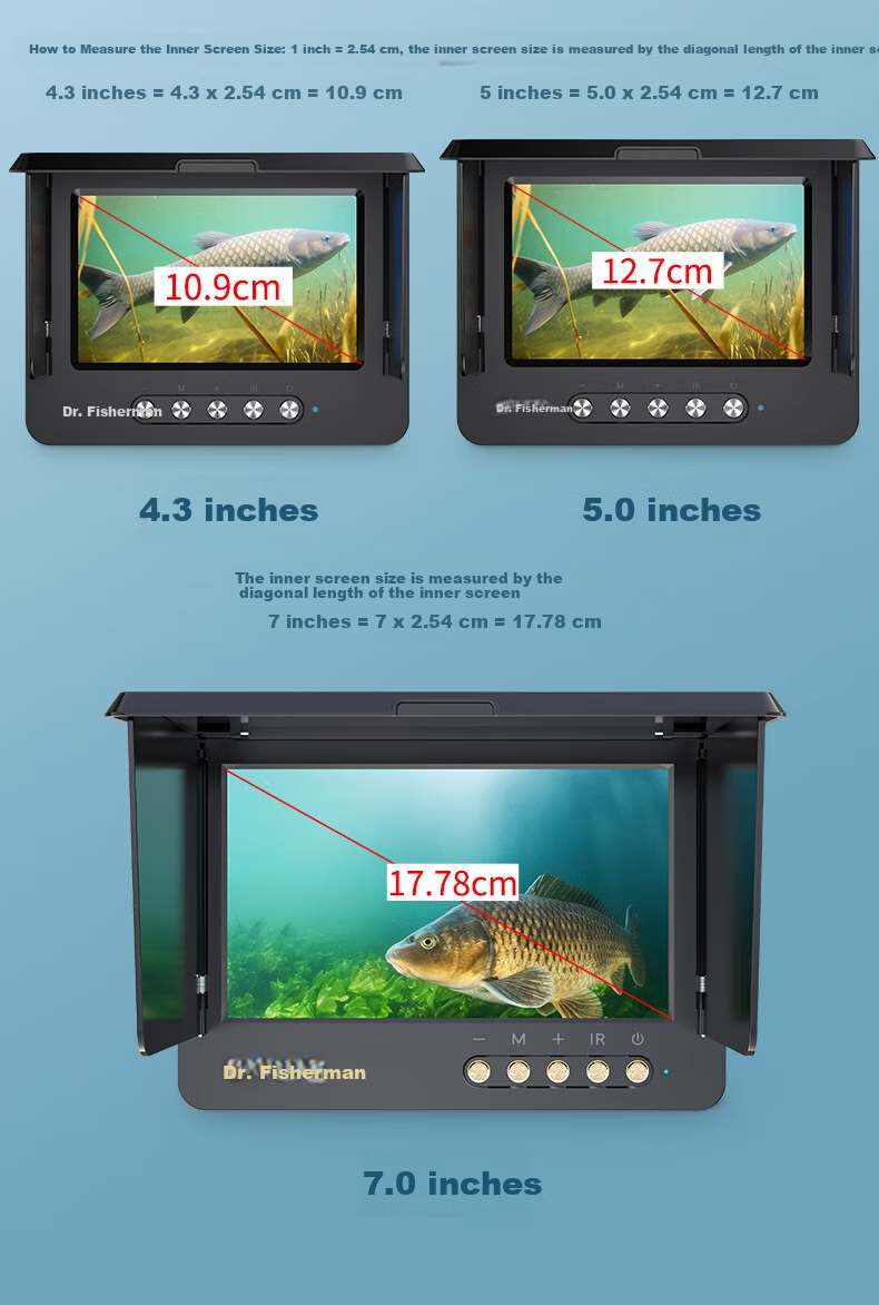 Xunyuboshi 360-Degree Rotating Underwater Fish Finder, Ultra-High Definition Probe, 4.3-Inch HD Screen + 360-Degree Temperature-Sensing Deep Head + 30 Meters 24