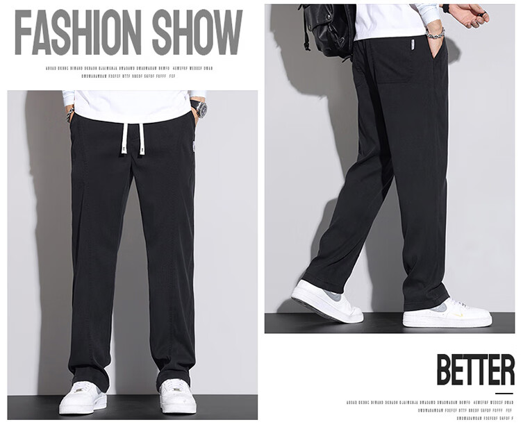 Pierre Cardin Men's Spring Summer Trendy Loose Straight Casual Pants Men's Lyocell Tencel Long Pants Beige M 8