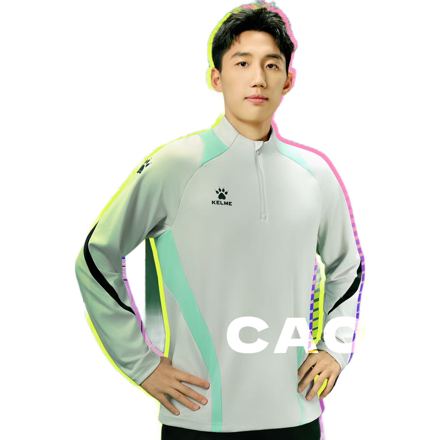 KELME Men's Half-Zip Long Sleeve Pullover Sports Sweatshirt Running Training Football Hoodie Sky Gray L