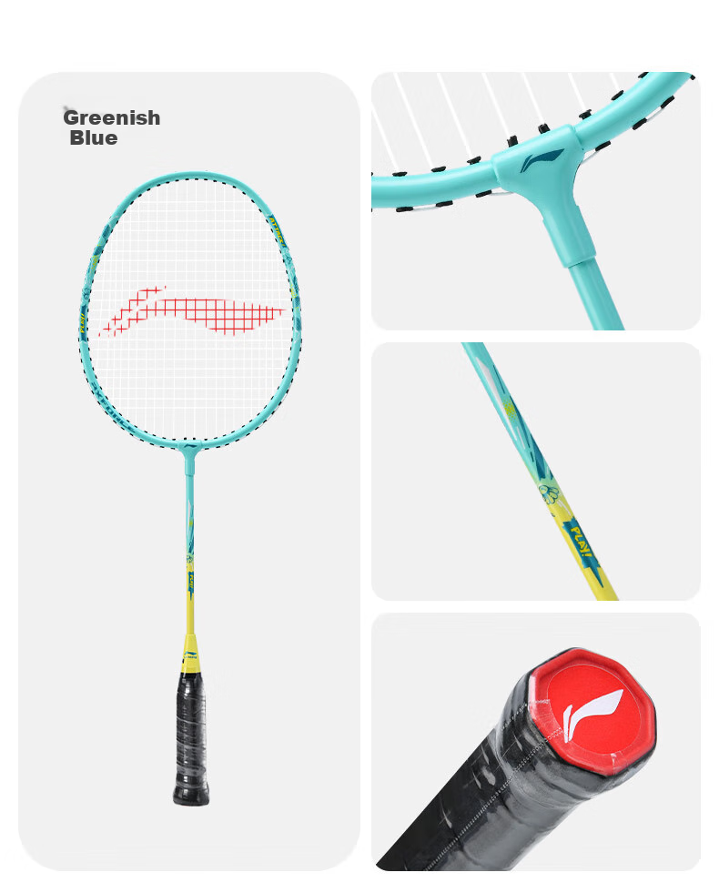 LI-NING Thunder KIDS Badminton Racket Single Racket Lightweight Blue Pre-Strung for Youth and Adults Parent-Child Use 3