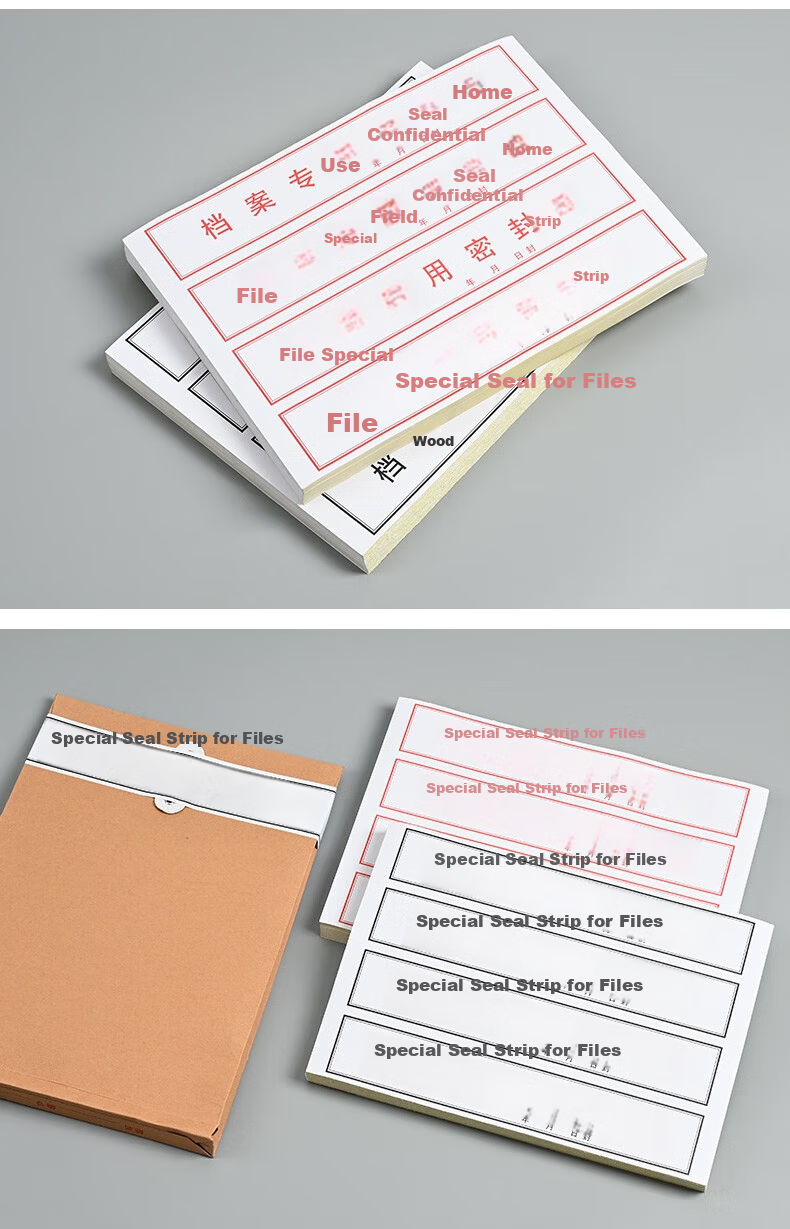 Taidang Self-Adhesive Black Letter Bold Seal Strip Document File Folder Seal, 295*52mm [10 Sheets 40 Strips] TA02411 9