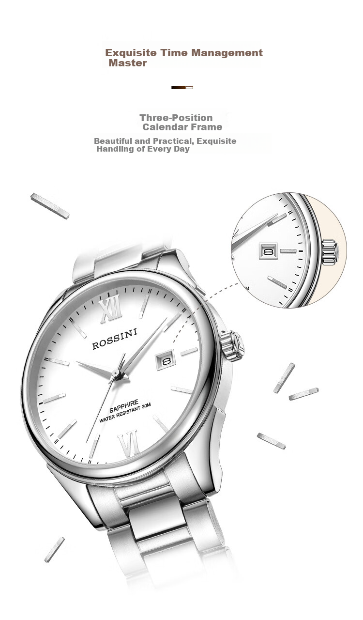 ROSSINI Women's Quartz Watch with White Dial And Steel Strap, Birthday Gift for Girlfriend, Chinese Brand Watch for Office Casual Wear And Water Resistance SJ5578 7