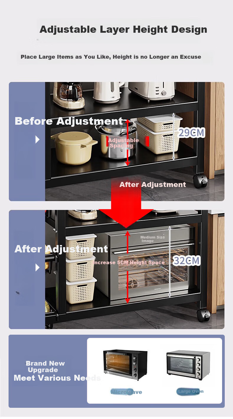 Quanpinwu Kitchen Storage Rack, Floor-Standing Multifunctional Utensil Shelf, Storage Organizer for Home, Fruit And Vegetable Basket, Storage Rack, 349 7