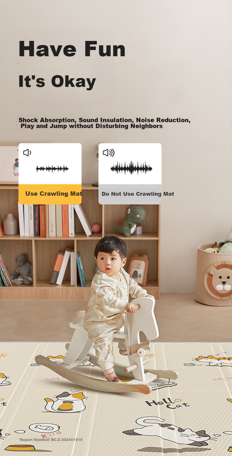 Beiboshi Babybox Cat Paw Crawling Mat, Infant Play Mat, Antibacterial XPE Thickened Foldable, 200*180*2cm 8