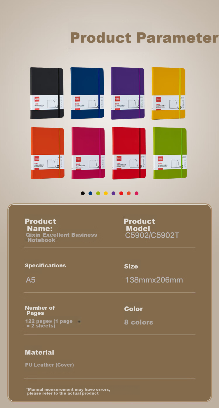 COMIX Business Classic Hardcover Notebook, A5 Size, Black, 25K Pages, 120 Sheets, Office Journal, Meeting Notebook 7