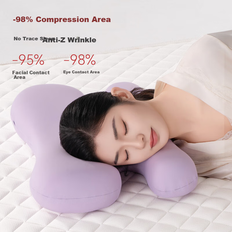 Подушка для сна CHECA GOODS Anti-Wrinkle Beauty Pillow, ортопедическая, с поддержкой шеи, для сна на боку, без давления на лицо, для взрослых, 55x35.5x8 см