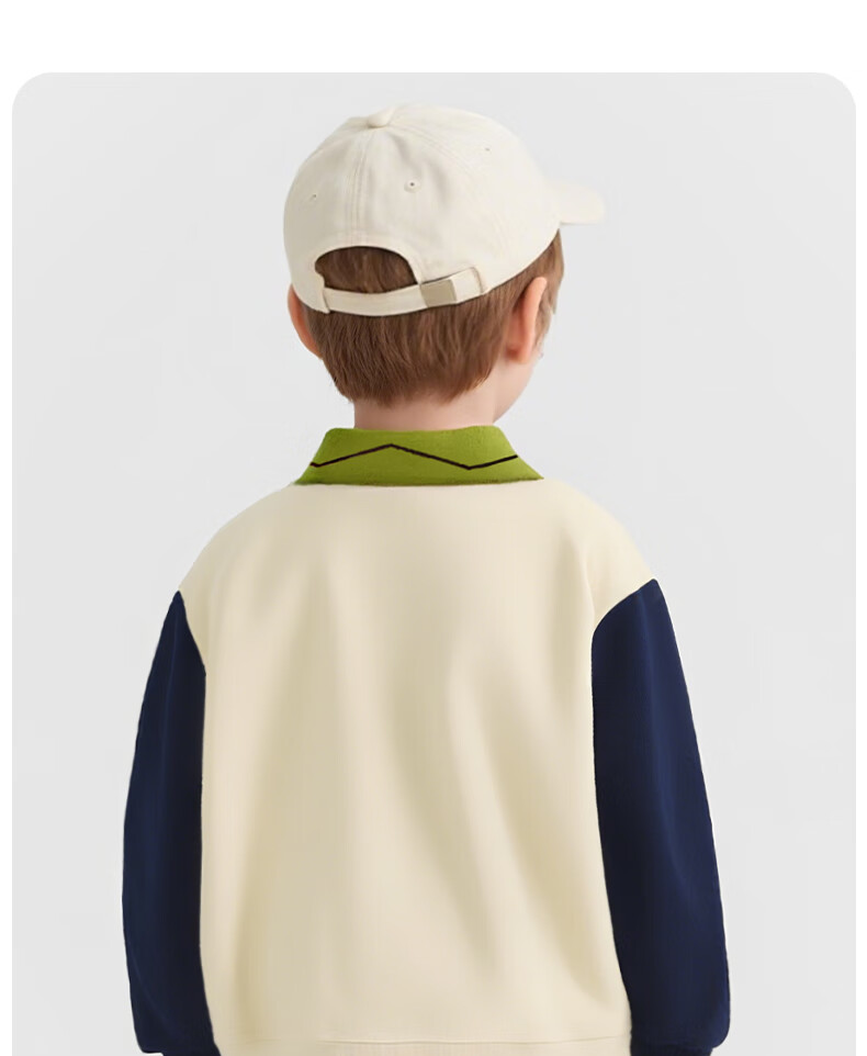 SNOOPY Children's Spring And Autumn Color-Block Lapel Sweatshirt, Fashionable Versatile Top for Boys And Girls, Huiqinuobi Blue, Size 120 14