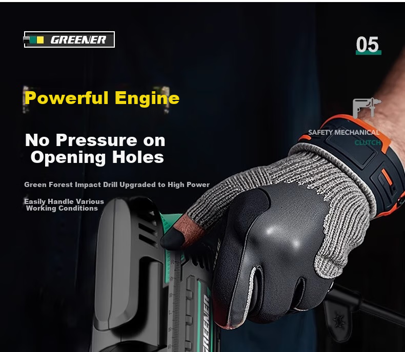 GREENER 710W Impact Drill, Electric Drill for Holes in Concrete, Household Electric Drill, Power Screwdriver, Wall Drilling, High-Power 13