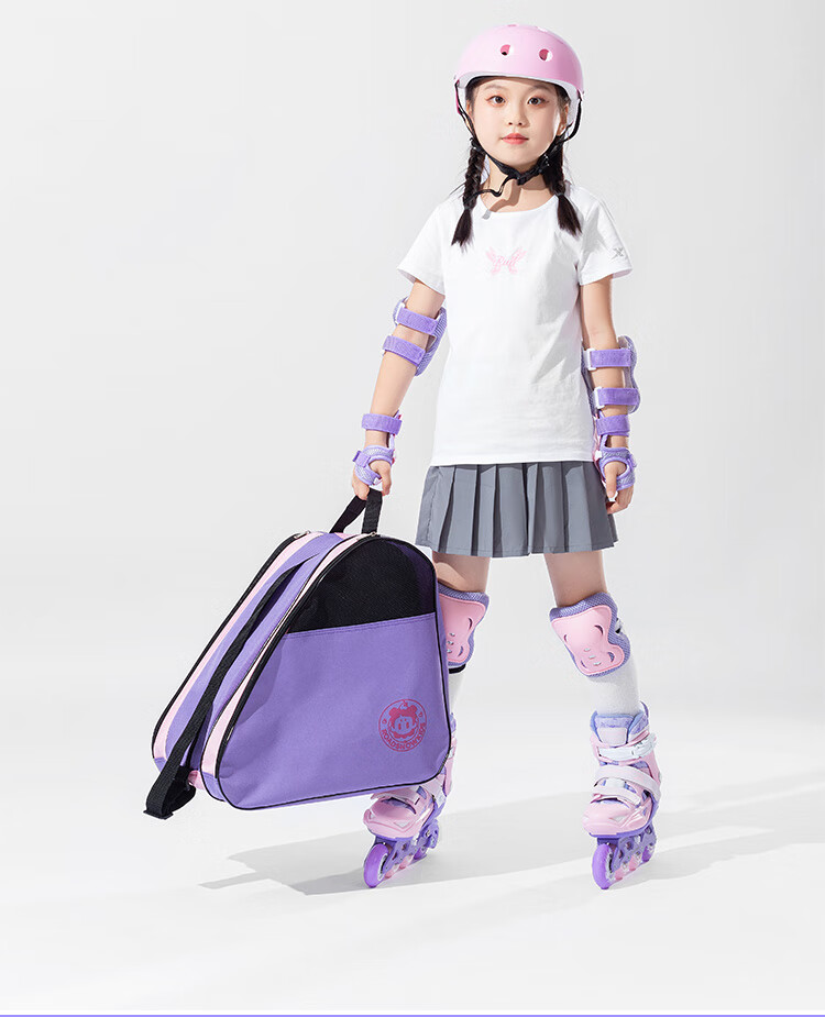 ROADSHOW Three-Layer Large Children's Roller Skates Bag Skating Shoes Bag Inline Skates Bag Large Bag Medium Bag Triangle Bag Purple 1