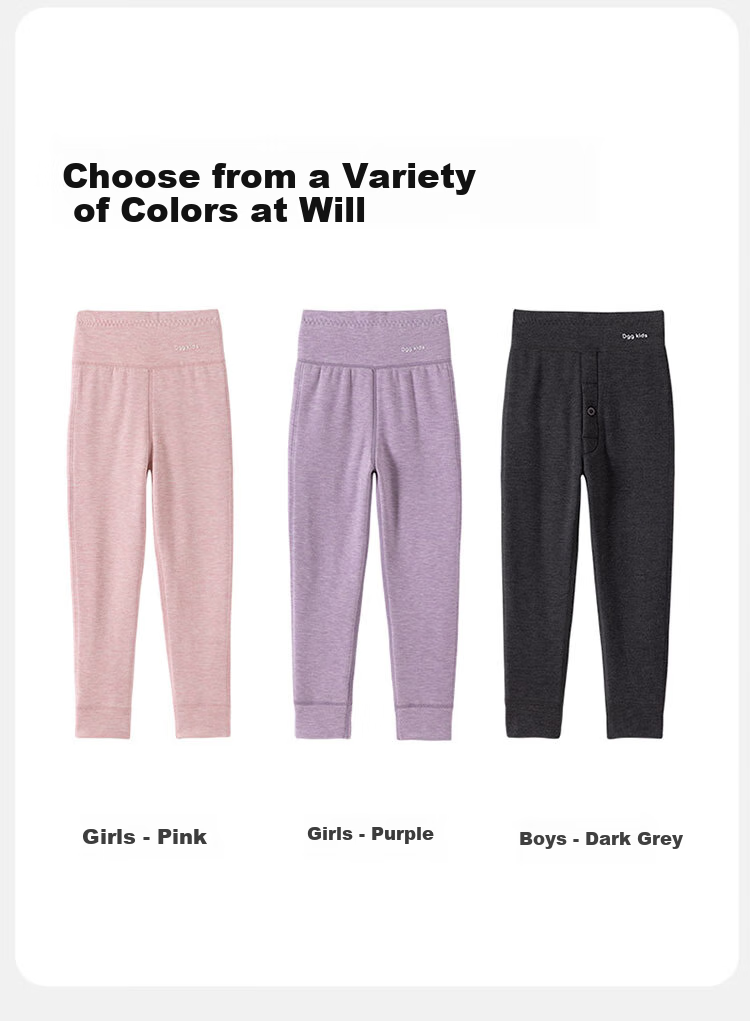 Dingguagua Children's Fleece-Lined Thick Warm Pants, Autumn And Winter Girls' High-Waist Cotton Pants, School Uniform Essential, Inner Wear Single Autumn Pants, Purple 140 17