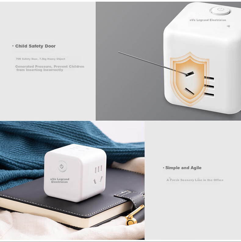 NVCleishidiangong Wireless Mini Cube Power Strip Adapter, Mini Travel Converter, Multi-Functional One-To EM3110 5