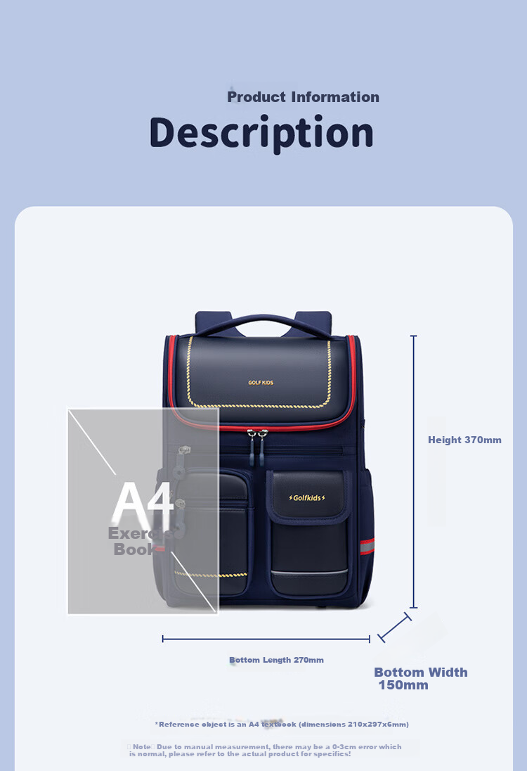 GOLF Backpack for Primary School Students, Boys And Girls Grades 1-3, Children's Lightweight Double Shoulder Bag with Spine Protection, Children's Day Gift, Stylish Desig 13