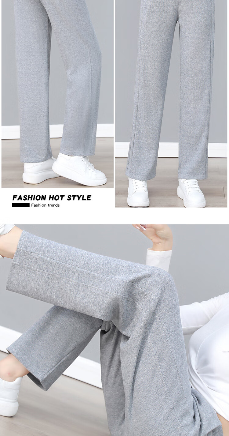 Woodpecker Women's Sticky Rice Pants Spring Autumn Winter New Straight High Waist Slim Loose Casual Sports Pants Black XL 7